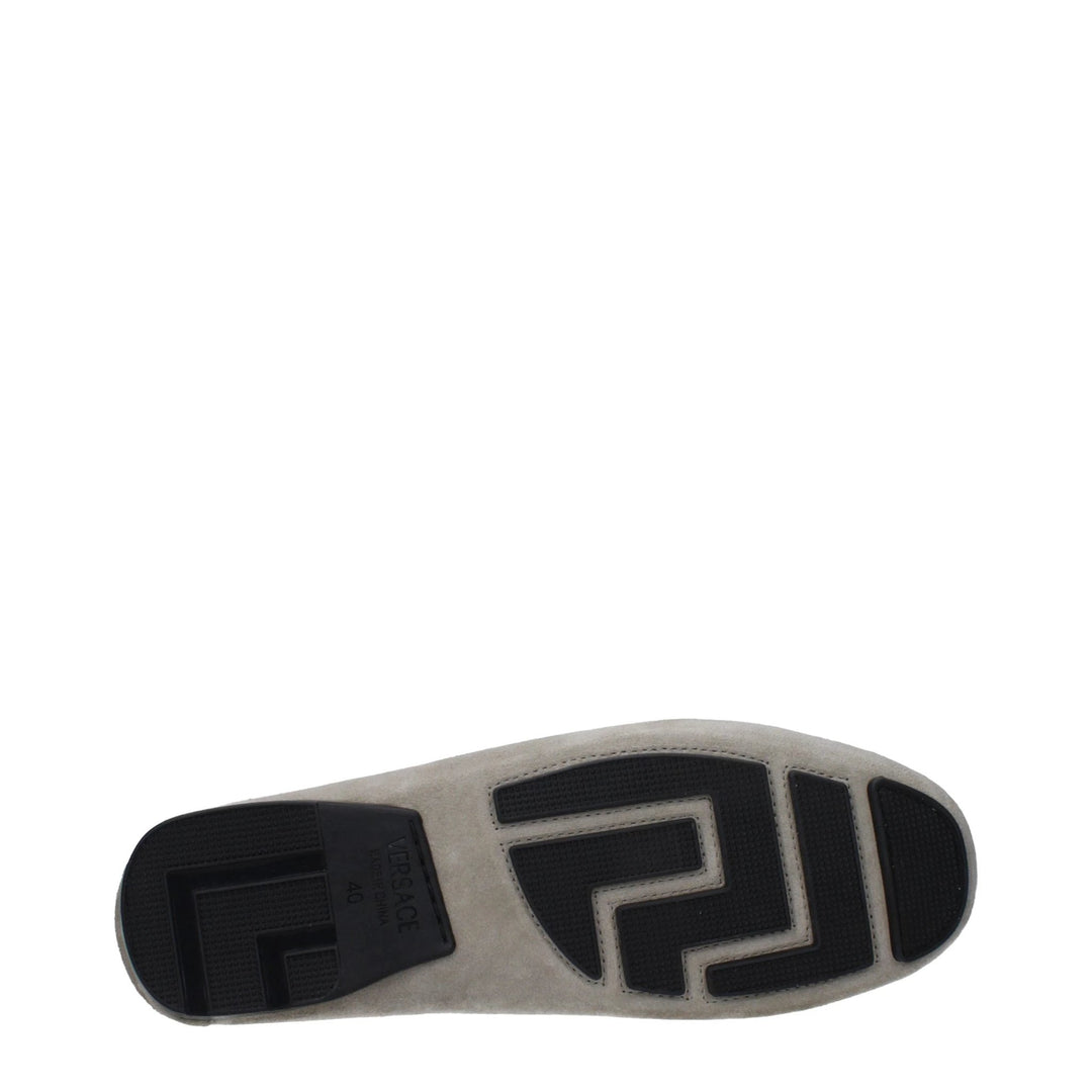 Versace Gray Leather Slip-On Loafers