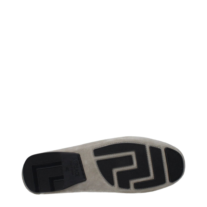 Versace Gray Leather Slip-On Loafers