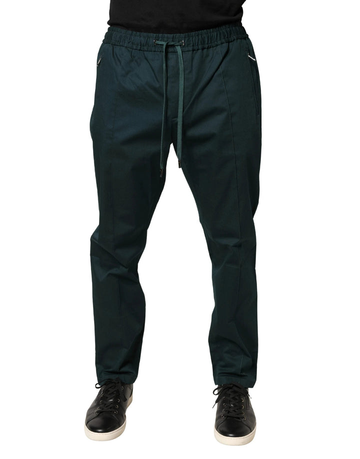 Dolce &amp; Gabbana Sample Sale Dolce &amp; Gabbana Green Cotton Skinny Men Jogger Trouser Pants - | Designer outlet