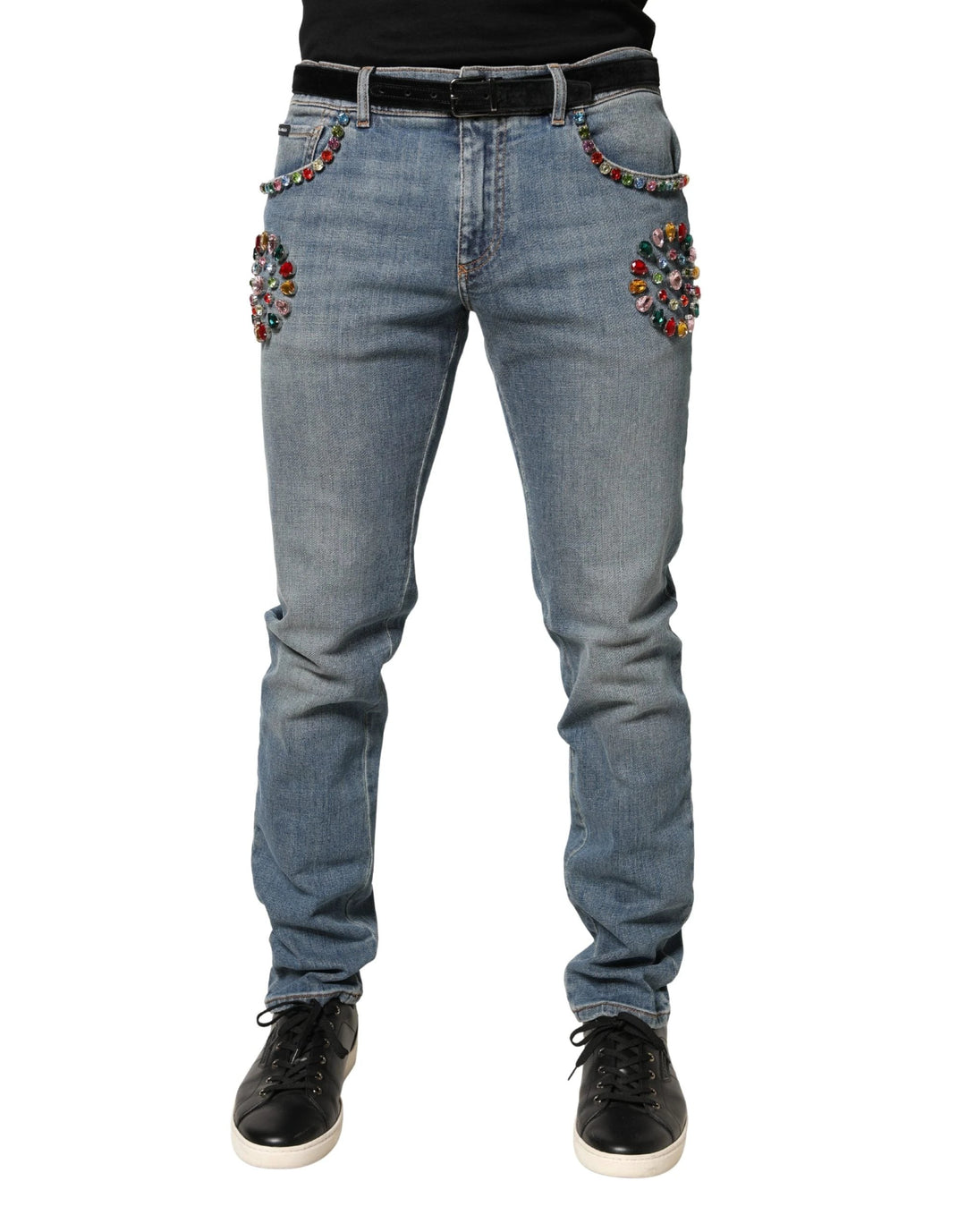Dolce &amp; Gabbana Sample Sale Dolce &amp; Gabbana Blue Embellished Loose Cotton Men Denim Jeans - | Designer outlet
