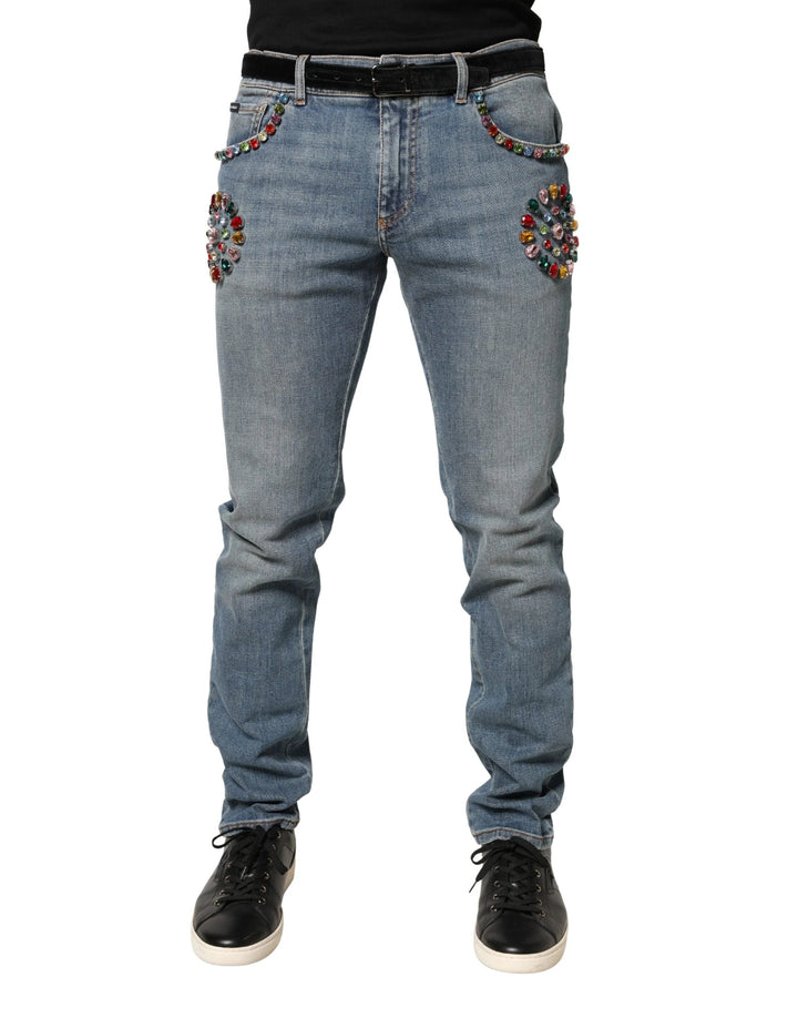 Dolce &amp; Gabbana Sample Sale Dolce &amp; Gabbana Blue Embellished Loose Cotton Men Denim Jeans - | Designer outlet