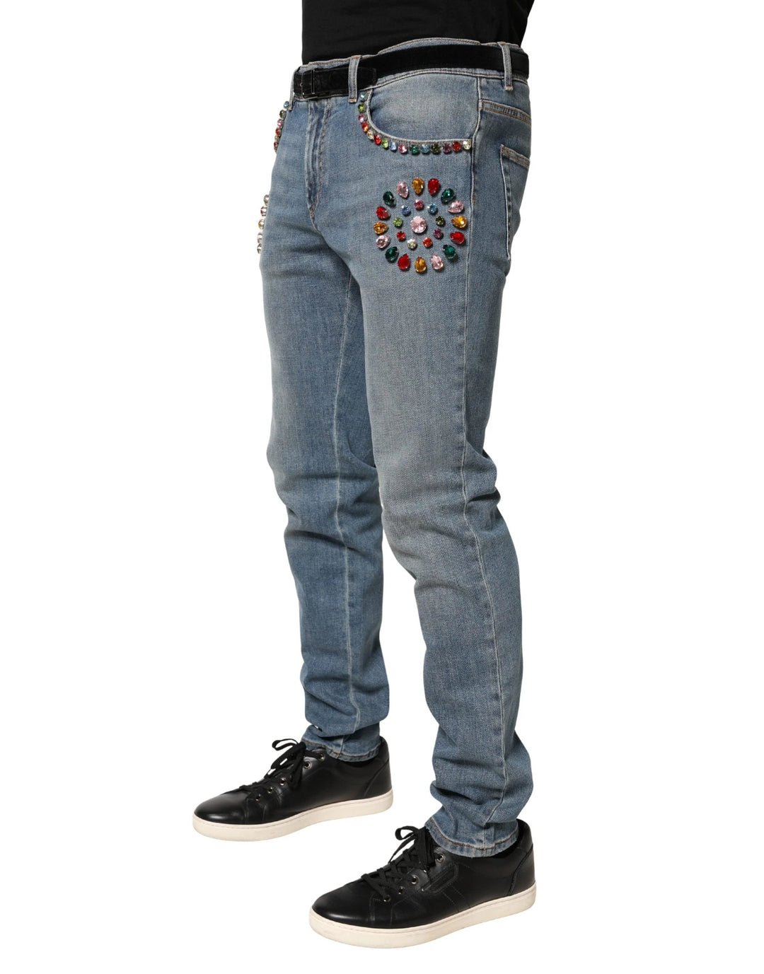 Dolce &amp; Gabbana Sample Sale Dolce &amp; Gabbana Blue Embellished Loose Cotton Men Denim Jeans - | Designer outlet