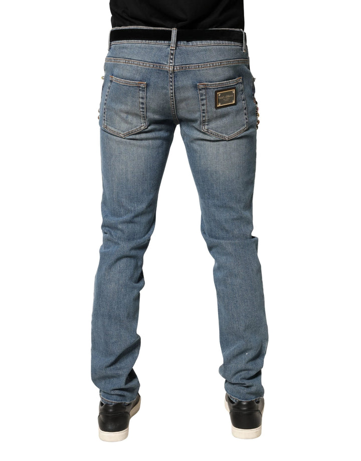 Dolce &amp; Gabbana Sample Sale Dolce &amp; Gabbana Blue Embellished Loose Cotton Men Denim Jeans - | Designer outlet