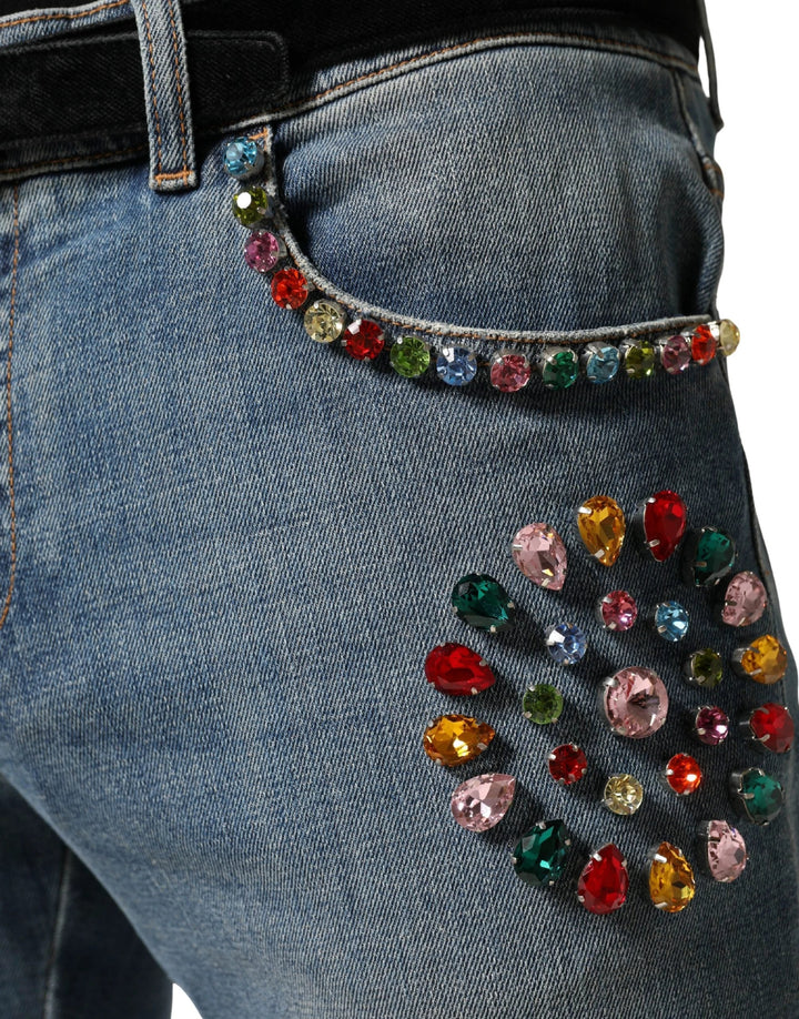 Dolce &amp; Gabbana Sample Sale Dolce &amp; Gabbana Blue Embellished Loose Cotton Men Denim Jeans - | Designer outlet