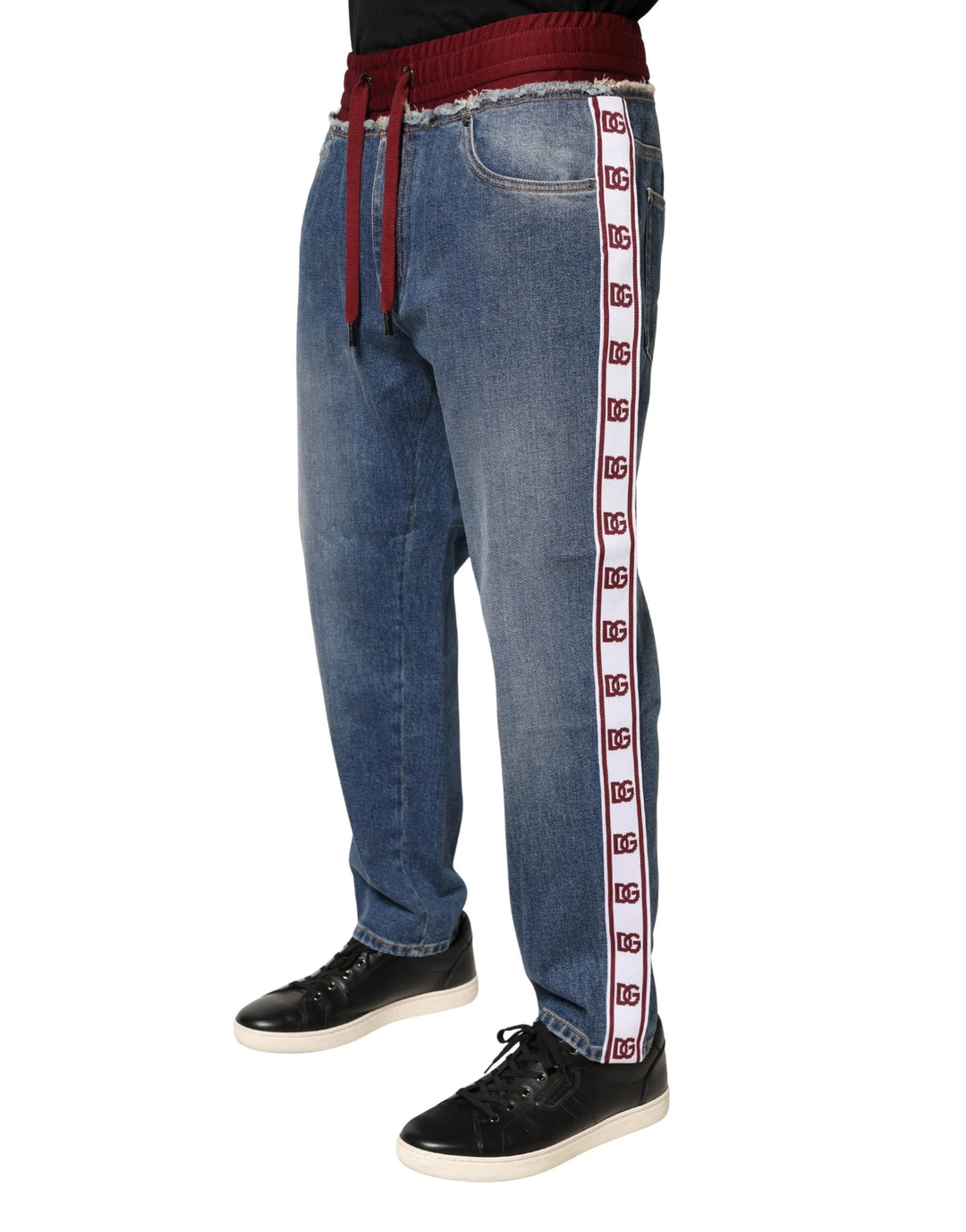 Dolce &amp; Gabbana Sample Sale Dolce &amp; Gabbana Blue Cotton Drawstring Straight Denim Jeans - | Designer outlet