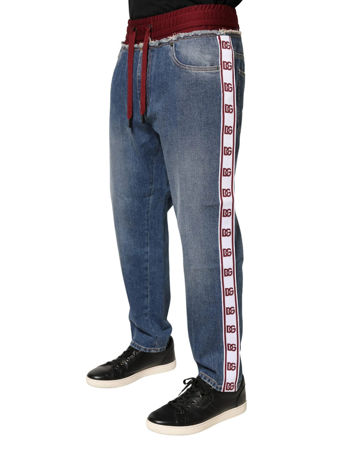 Dolce &amp; Gabbana Sample Sale Dolce &amp; Gabbana Blue Cotton Drawstring Straight Denim Jeans - | Designer outlet