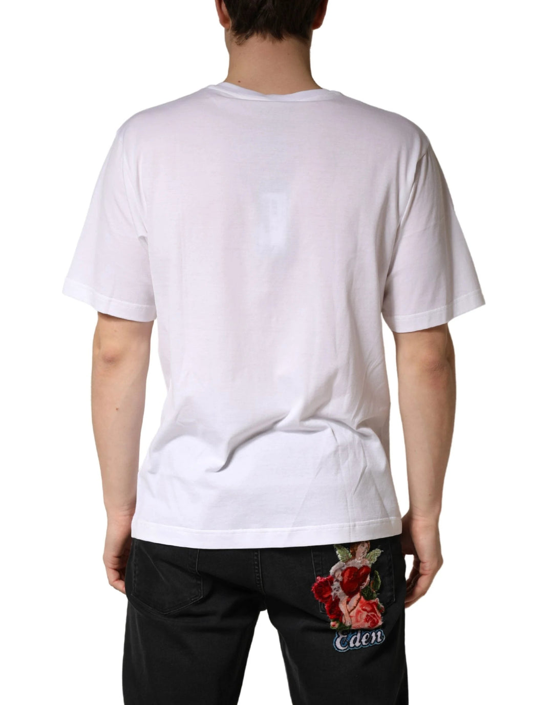 Dolce &amp; Gabbana Sample Sale Dolce &amp; Gabbana White Cotton Plain V-Neck Men Shirt T-shirt - | Designer outlet