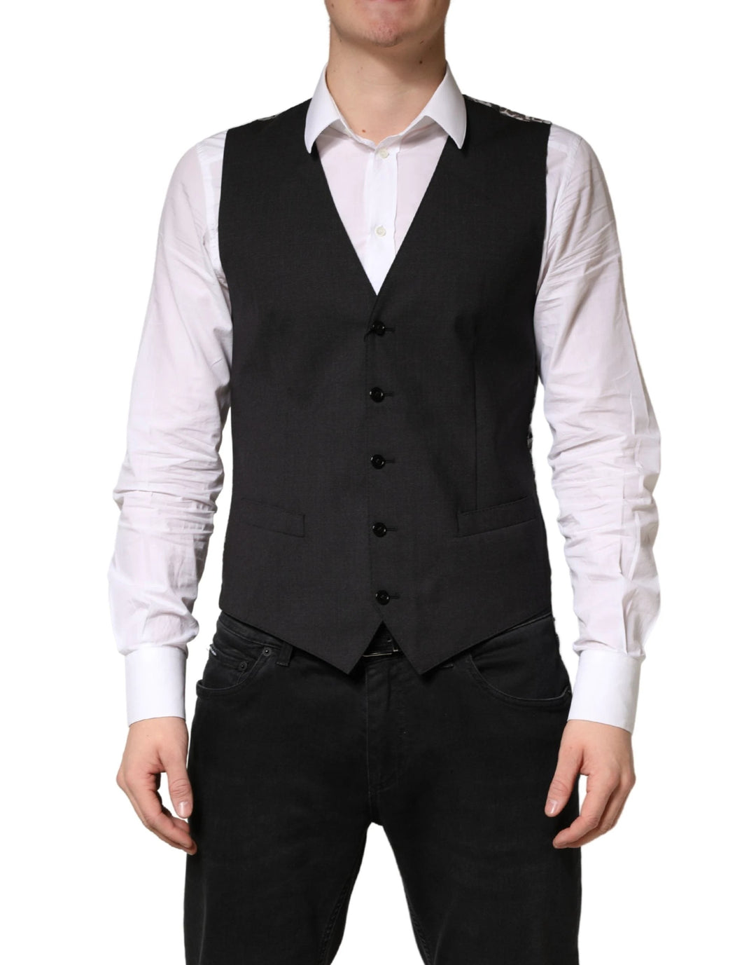 Dolce &amp; Gabbana Sample Sale Dolce &amp; Gabbana Black Wool Dress Men Formal Waistcoat Vest - | Designer outlet