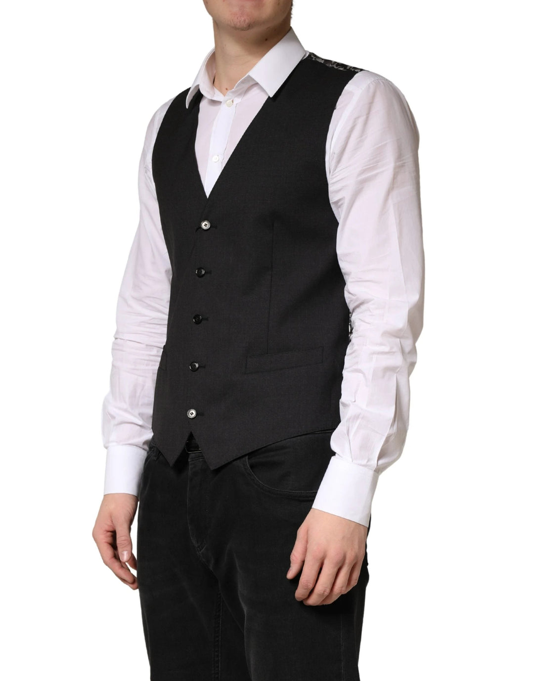 Dolce &amp; Gabbana Sample Sale Dolce &amp; Gabbana Black Wool Dress Men Formal Waistcoat Vest - | Designer outlet