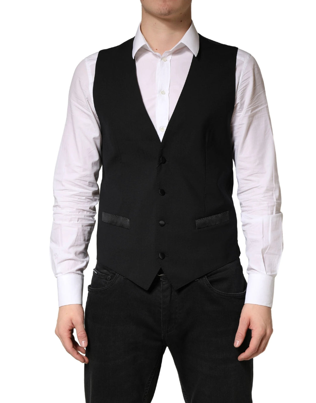Dolce &amp; Gabbana Sample Sale Dolce &amp; Gabbana Black Wool Dress Men Formal Waistcoat Vest - | Designer outlet