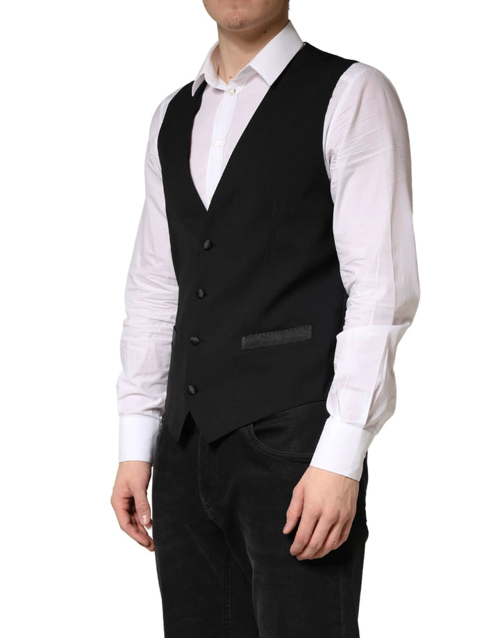 Dolce &amp; Gabbana Sample Sale Dolce &amp; Gabbana Black Wool Dress Men Formal Waistcoat Vest - | Designer outlet