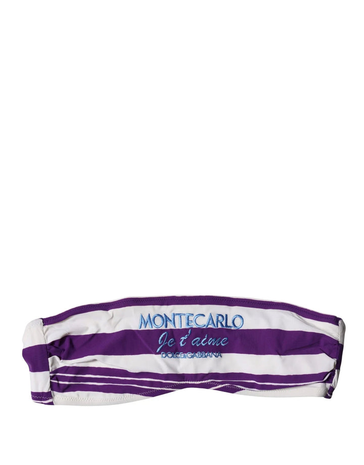 Dolce &amp; Gabbana Sample Sale | Dolce &amp; Gabbana Purple White Stripes Nylon Bandeau Swimwear - | Designer outlet