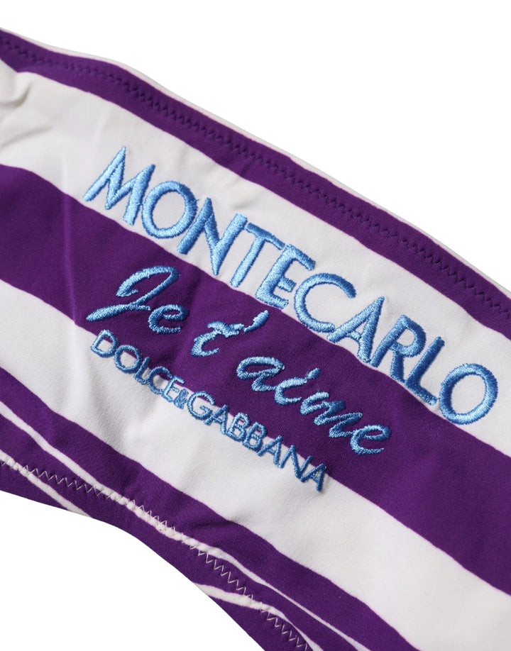 Dolce &amp; Gabbana Sample Sale Dolce &amp; Gabbana Purple White Stripes Nylon Bandeau Swimwear - | Designer outlet