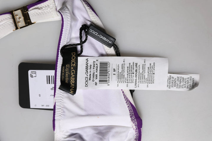 Dolce &amp; Gabbana Sample Sale Dolce &amp; Gabbana Purple White Stripes Nylon Bandeau Swimwear - | Designer outlet