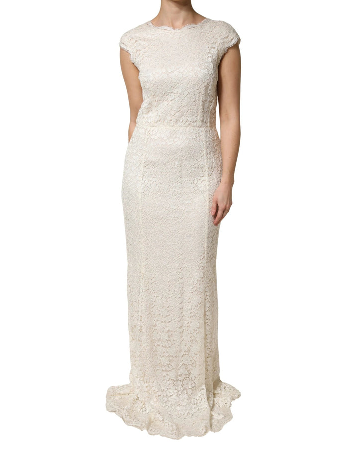 Dolce &amp; Gabbana Sample Sale Dolce &amp; Gabbana White Lace Viscose Sheath Long Gown Dress - | Designer outlet