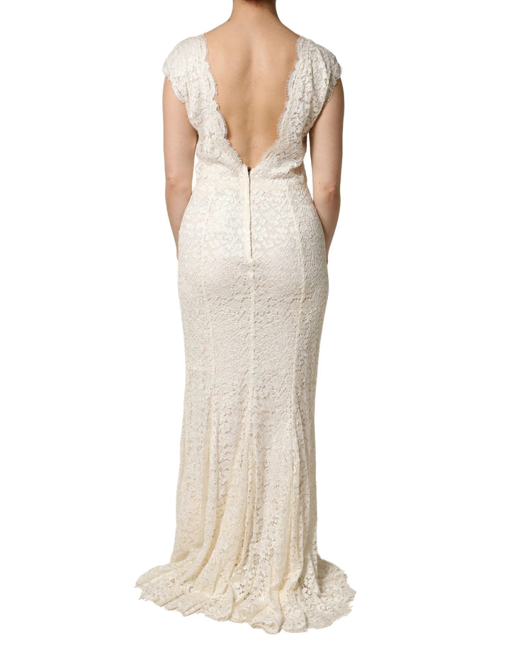 Dolce &amp; Gabbana Sample Sale Dolce &amp; Gabbana White Lace Viscose Sheath Long Gown Dress - | Designer outlet