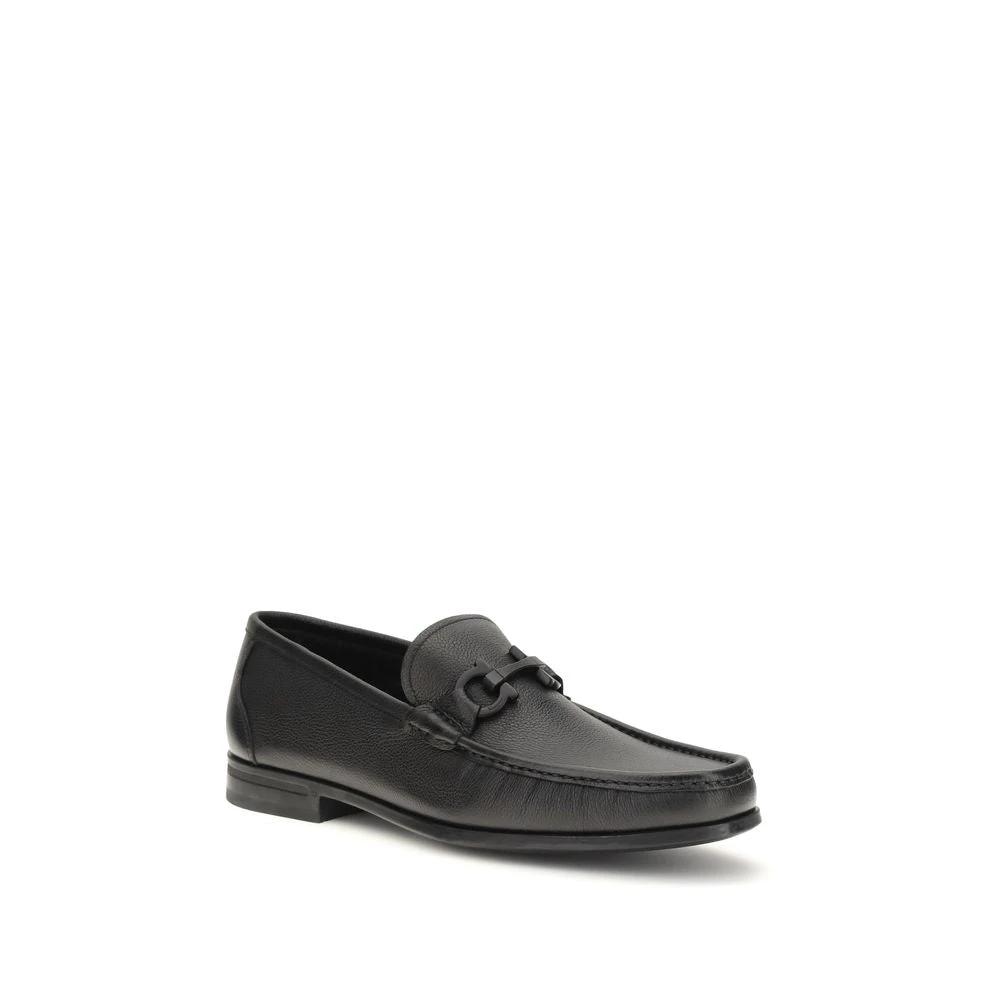 Ferragamo Sample Sale Ferragamo Black Calf Leather Bos Taurus Slip-On Loafers - | Designer outlet