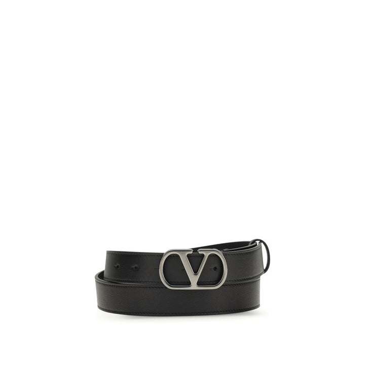 Valentino Garavani Black Calf Leather Bos Taurus Regular Belt