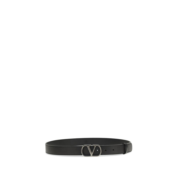 Valentino Garavani Black Calf Leather Bos Taurus Regular Belt