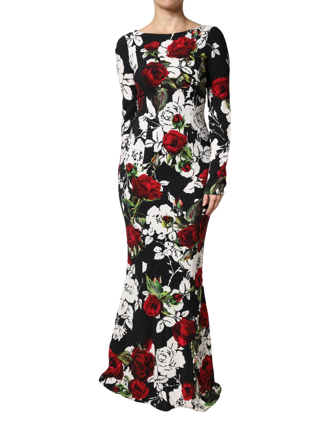 Dolce &amp; Gabbana Sample Sale Dolce &amp; Gabbana Black Floral Viscose Bodycon Long Gown Dress - | Designer outlet