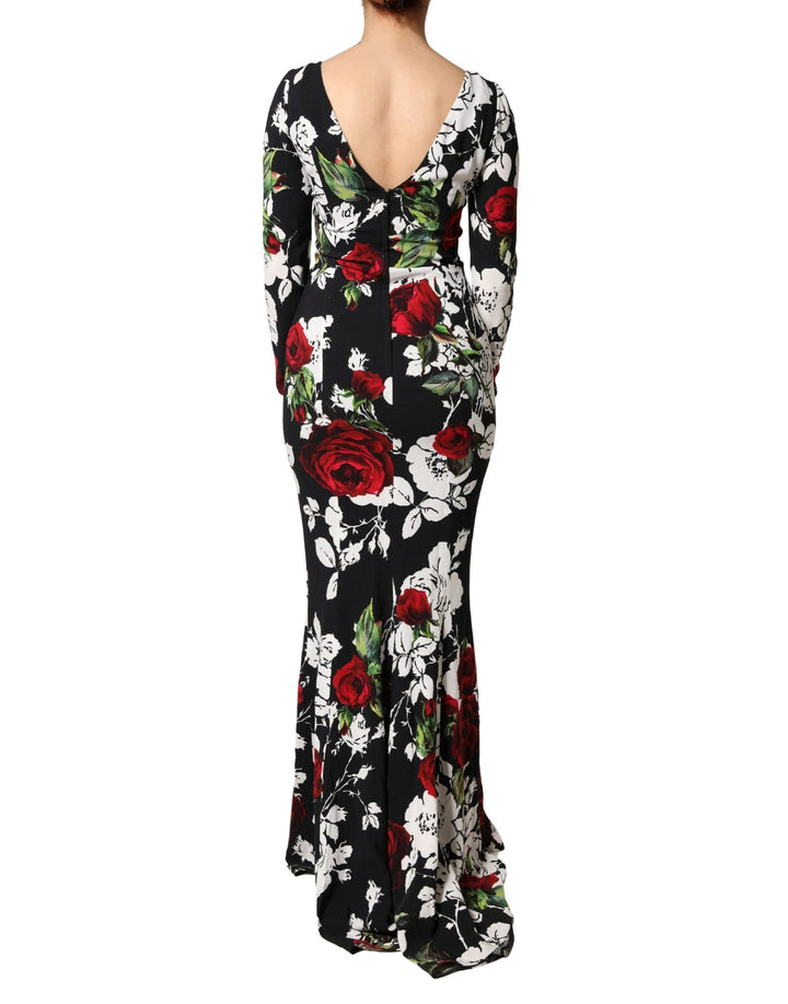 Dolce &amp; Gabbana Sample Sale Dolce &amp; Gabbana Black Floral Viscose Bodycon Long Gown Dress - | Designer outlet