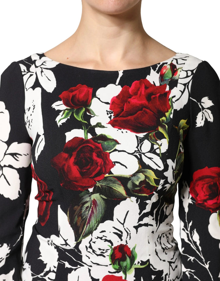 Dolce &amp; Gabbana Sample Sale Dolce &amp; Gabbana Black Floral Viscose Bodycon Long Gown Dress - | Designer outlet