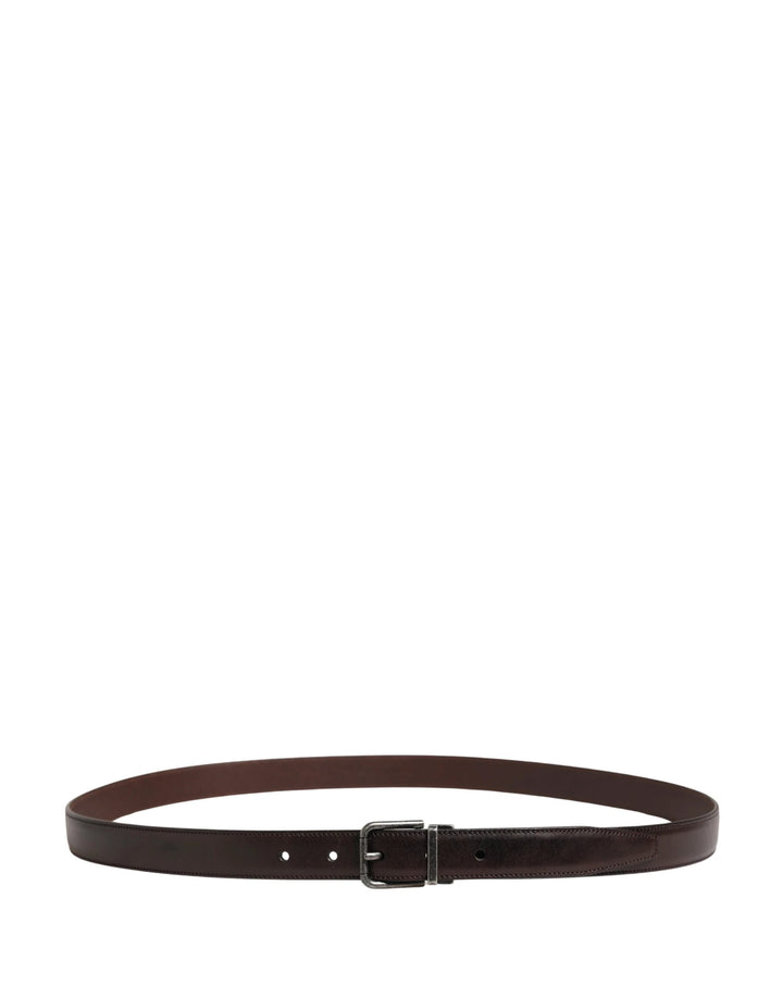 Dolce &amp; Gabbana Sample Sale Dolce &amp; Gabbana Men Brown Classic Leather Metal Buckle Belt - | Designer outlet