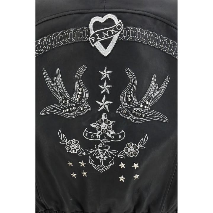 PINKO Black Leather Jacket
