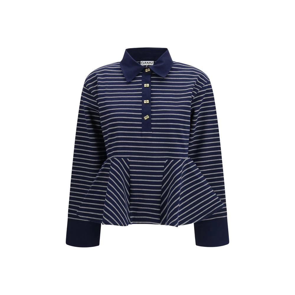 Ganni Sample Sale Ganni Blue Cotton Polo Shirt - | Designer outlet