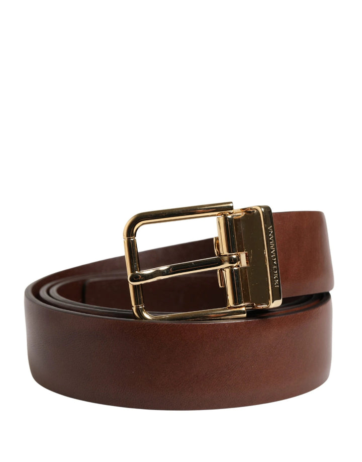 Dolce &amp; Gabbana Sample Sale Dolce &amp; Gabbana Men Brown Classic Leather Metal Buckle Belt - | Designer outlet
