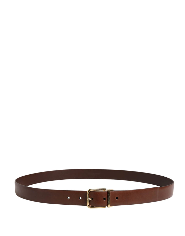 Dolce &amp; Gabbana Sample Sale Dolce &amp; Gabbana Men Brown Classic Leather Metal Buckle Belt - | Designer outlet