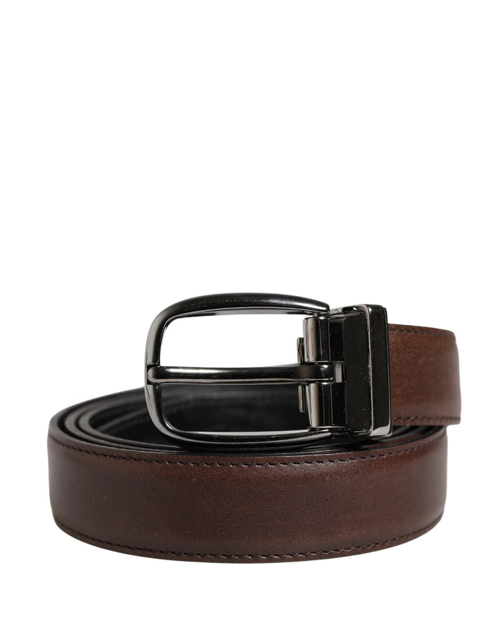 Dolce &amp; Gabbana Sample Sale Dolce &amp; Gabbana Men Brown Classic Leather Metal Buckle Belt - | Designer outlet