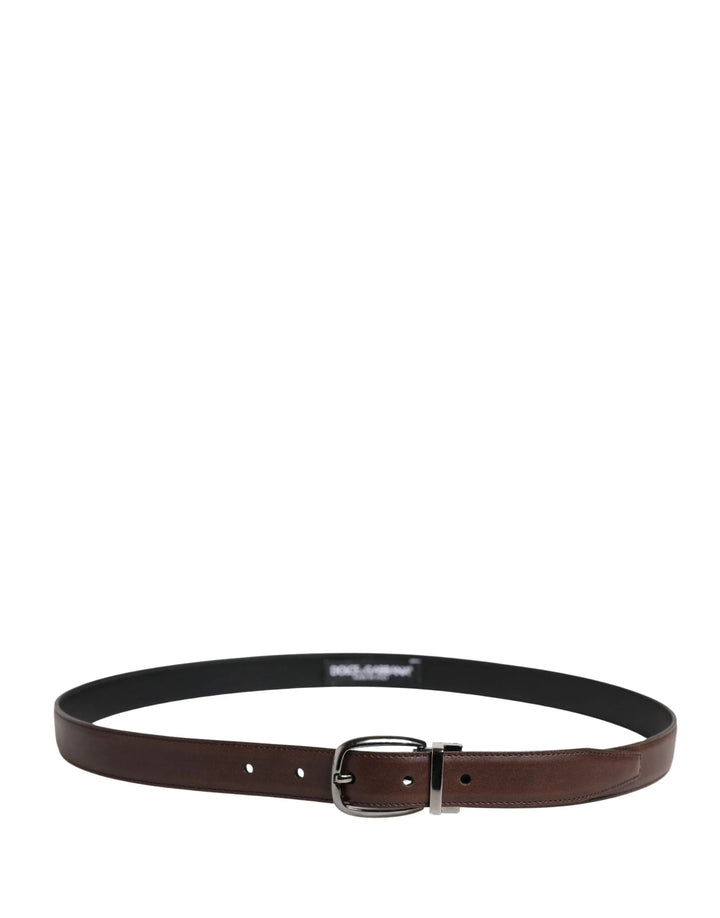 Dolce &amp; Gabbana Sample Sale Dolce &amp; Gabbana Men Brown Classic Leather Metal Buckle Belt - | Designer outlet