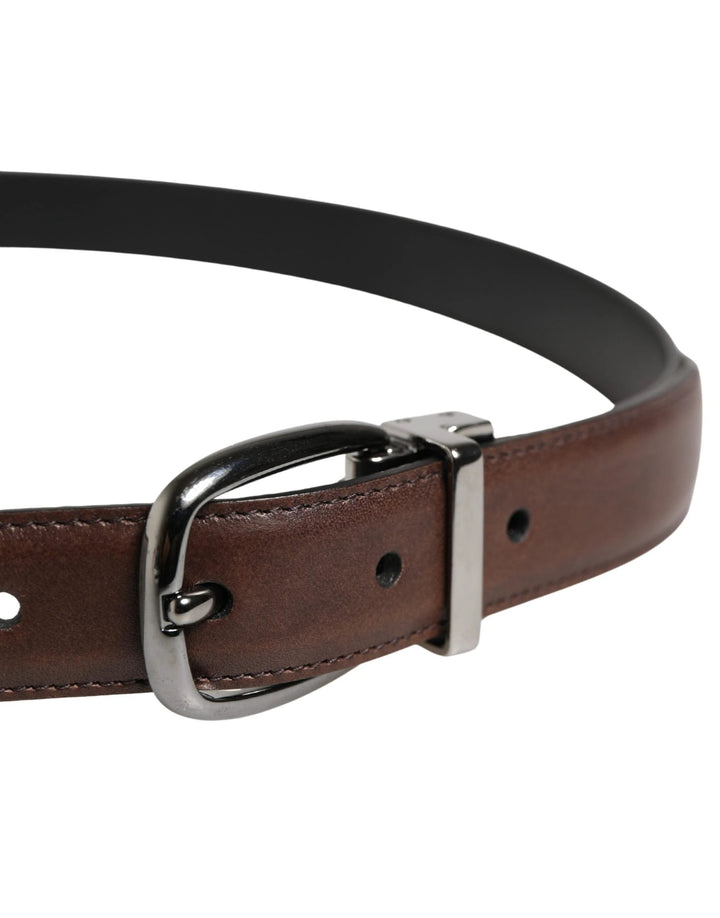 Dolce &amp; Gabbana Sample Sale Dolce &amp; Gabbana Men Brown Classic Leather Metal Buckle Belt - | Designer outlet