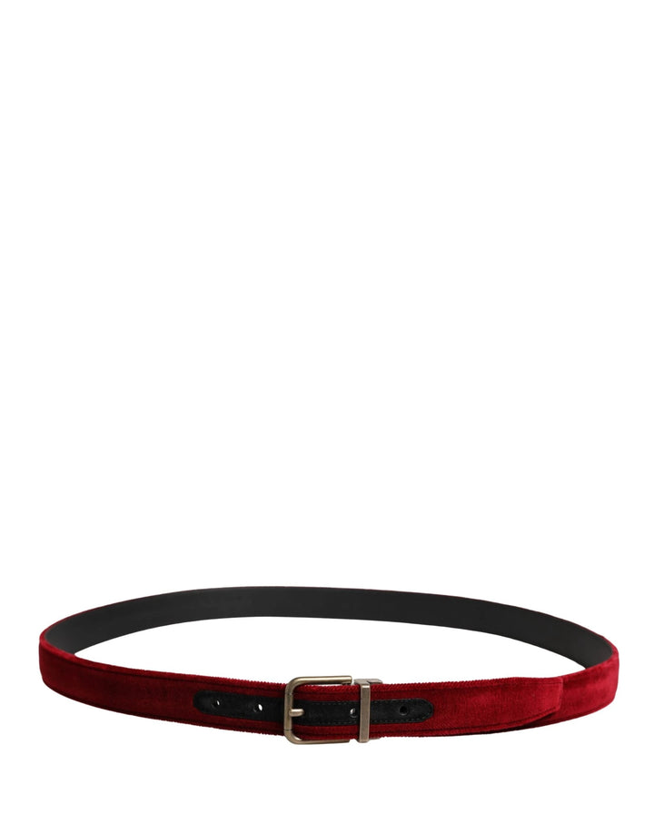 Dolce &amp; Gabbana Sample Sale Dolce &amp; Gabbana Men Burgundy Velvet Cotton Metal Buckle Belt - | Designer outlet