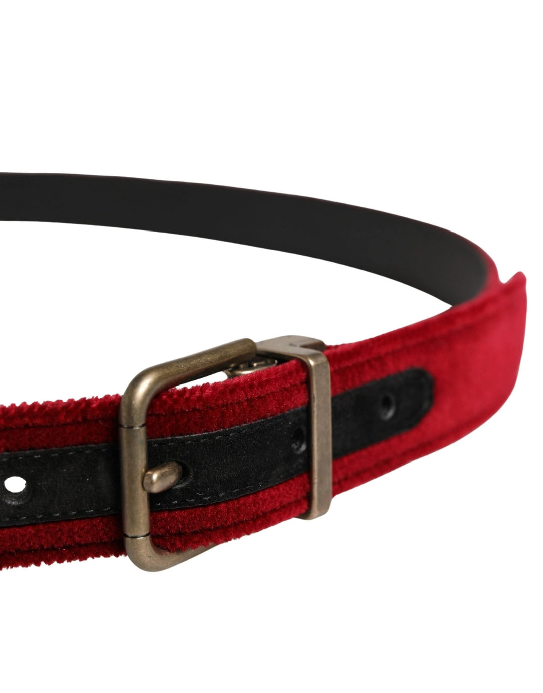 Dolce &amp; Gabbana Sample Sale Dolce &amp; Gabbana Men Burgundy Velvet Cotton Metal Buckle Belt - | Designer outlet