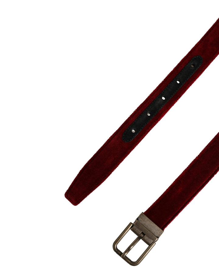 Dolce &amp; Gabbana Sample Sale Dolce &amp; Gabbana Men Burgundy Velvet Cotton Metal Buckle Belt - | Designer outlet