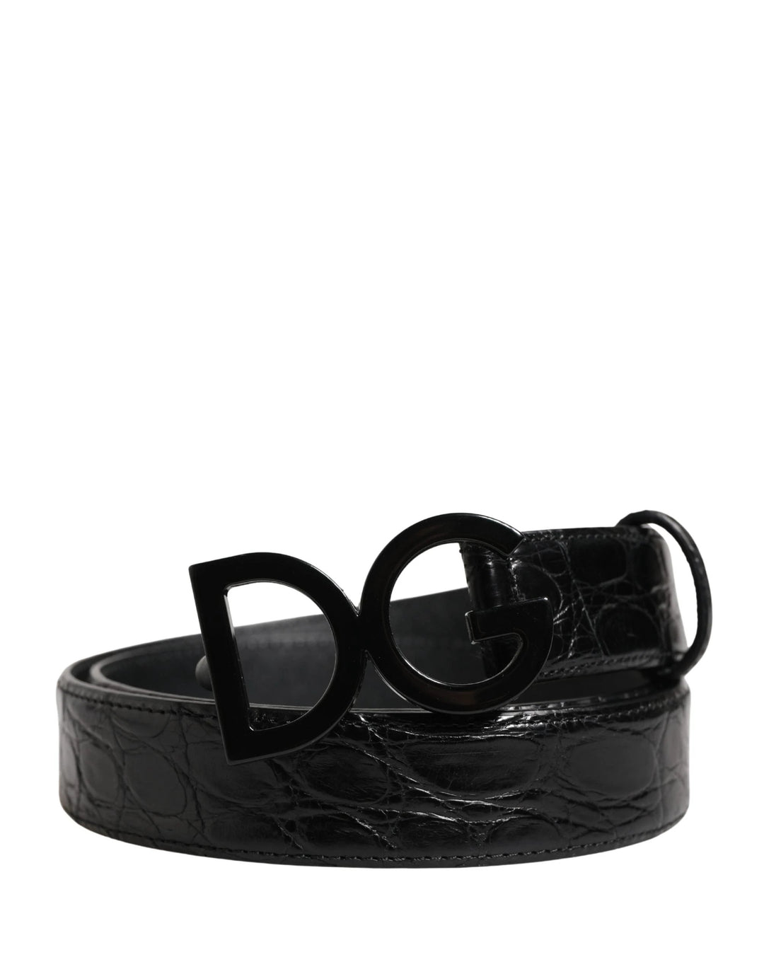 Dolce & Gabbana Sample Sale Dolce & Gabbana Men Black Exotic Leather Logo Buckle Belt - | Designer outlet