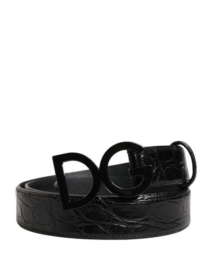 Dolce & Gabbana Sample Sale Dolce & Gabbana Men Black Exotic Leather Logo Buckle Belt - | Designer outlet