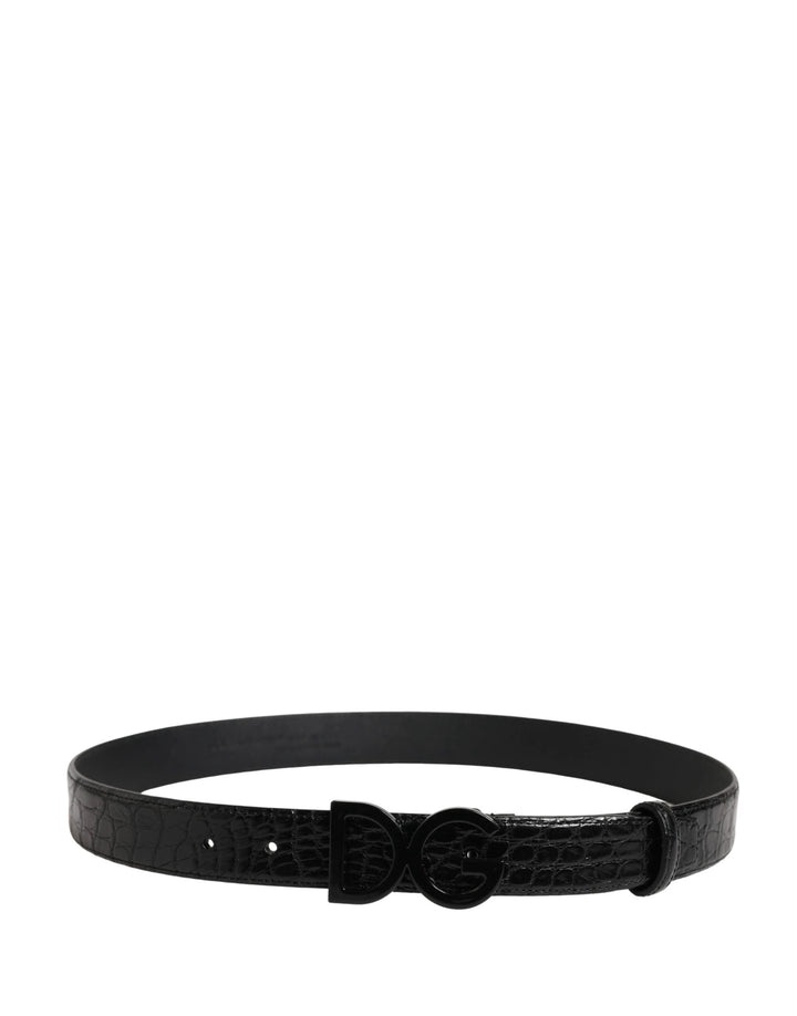 Dolce & Gabbana Sample Sale Dolce & Gabbana Men Black Exotic Leather Logo Buckle Belt - | Designer outlet