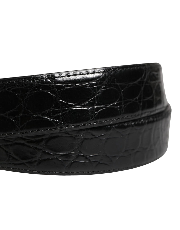 Dolce & Gabbana Sample Sale Dolce & Gabbana Men Black Exotic Leather Logo Buckle Belt - | Designer outlet