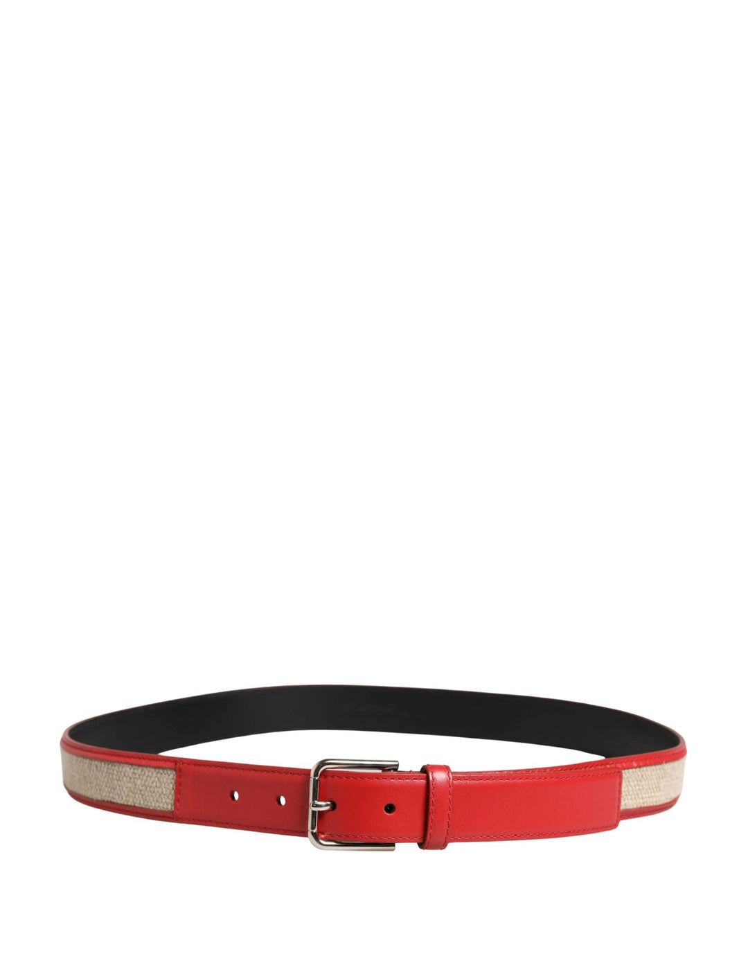 Dolce &amp; Gabbana Sample Sale Dolce &amp; Gabbana Men Beige Red Woven Leather Metal Buckle Belt - | Designer outlet