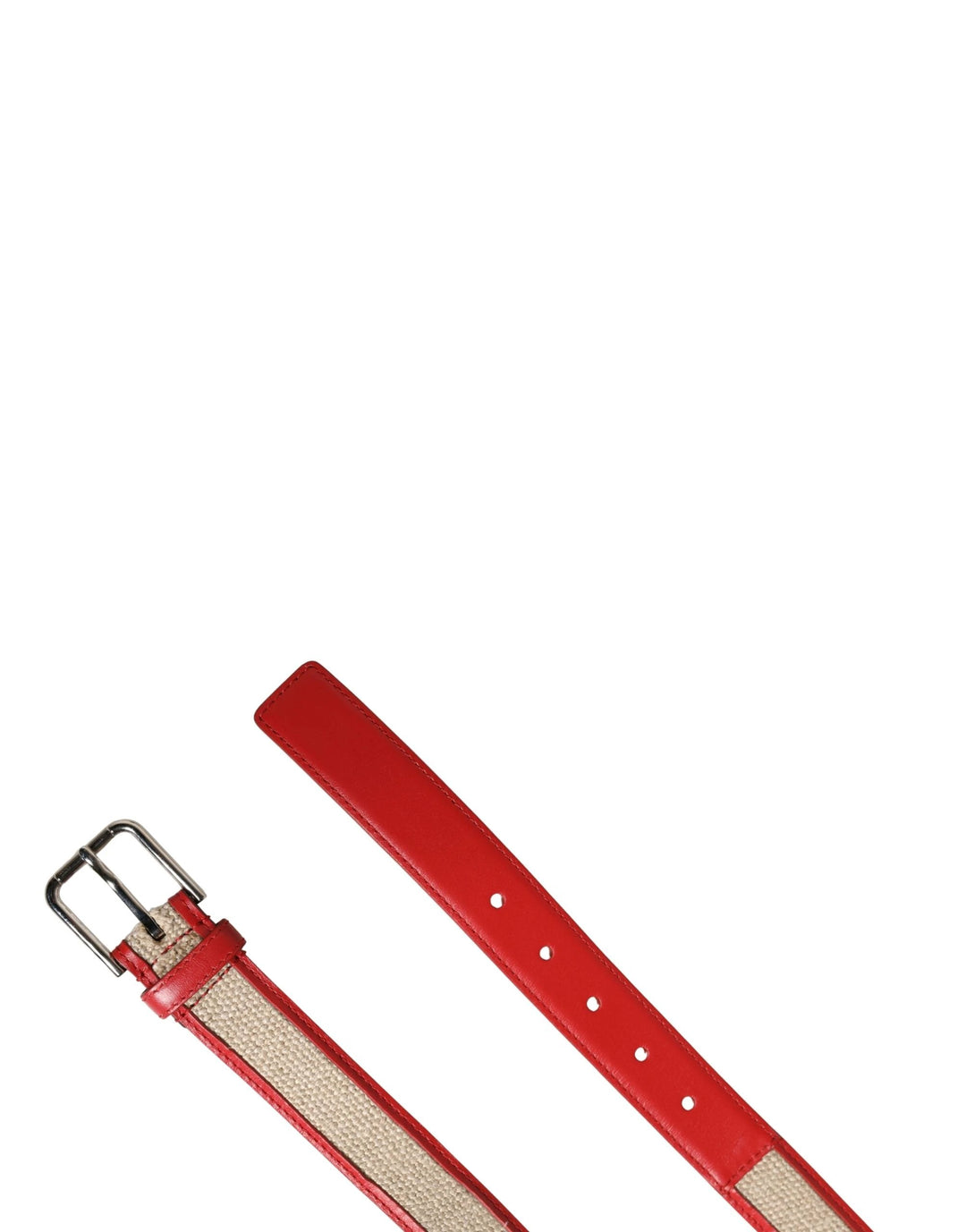 Dolce &amp; Gabbana Sample Sale Dolce &amp; Gabbana Men Beige Red Woven Leather Metal Buckle Belt - | Designer outlet