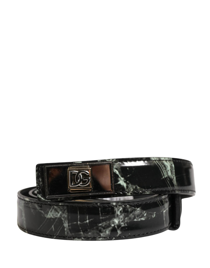 Dolce &amp; Gabbana Sample Sale Dolce &amp; Gabbana Men Black Marble Leather DG Logo Buckle Belt - | Designer outlet