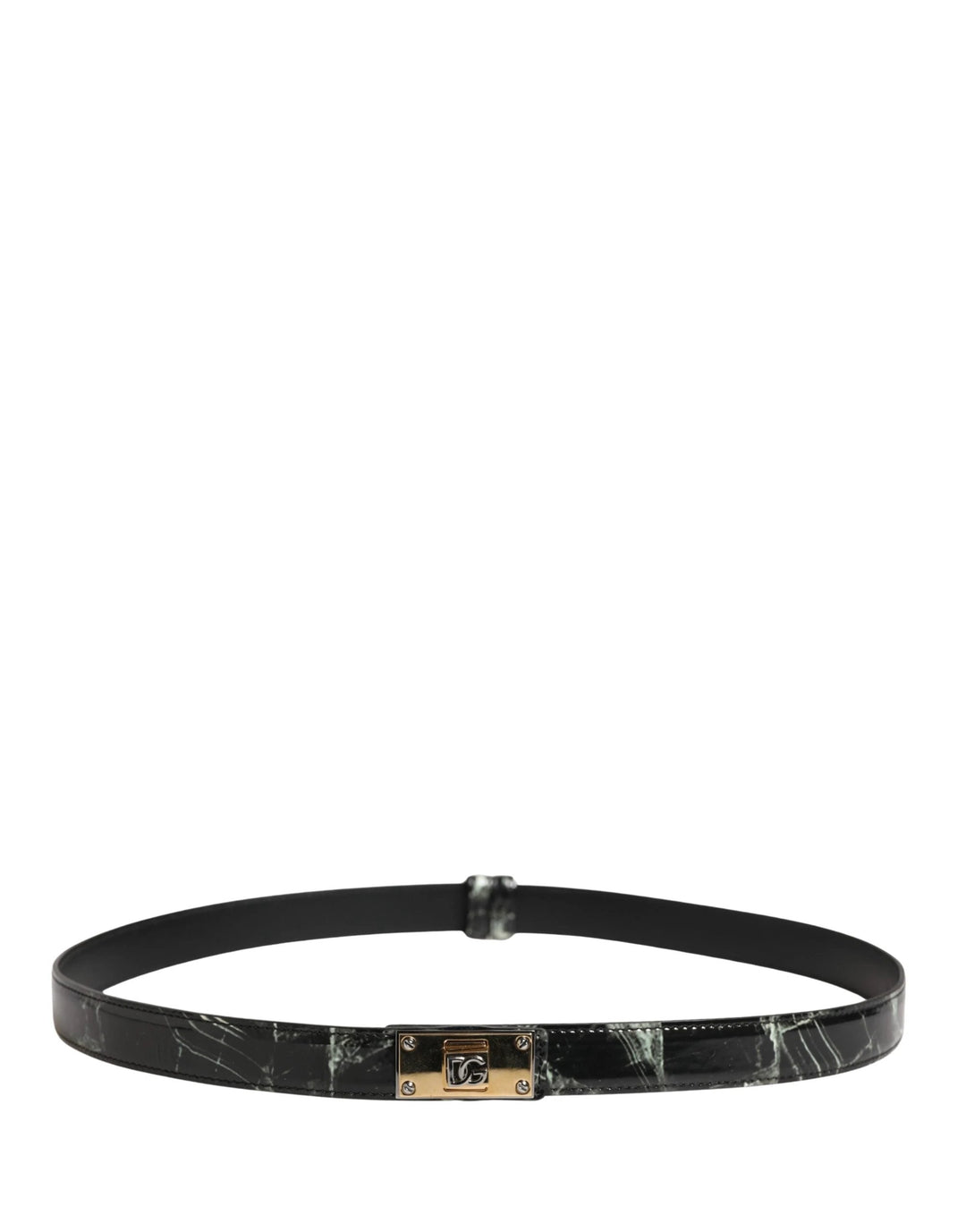 Dolce &amp; Gabbana Sample Sale Dolce &amp; Gabbana Men Black Marble Leather DG Logo Buckle Belt - | Designer outlet