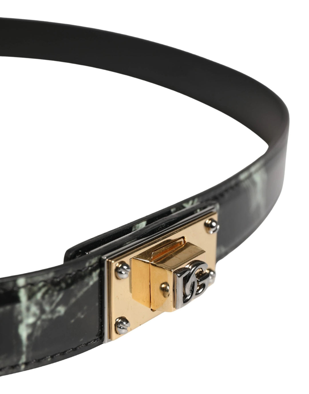 Dolce &amp; Gabbana Sample Sale Dolce &amp; Gabbana Men Black Marble Leather DG Logo Buckle Belt - | Designer outlet