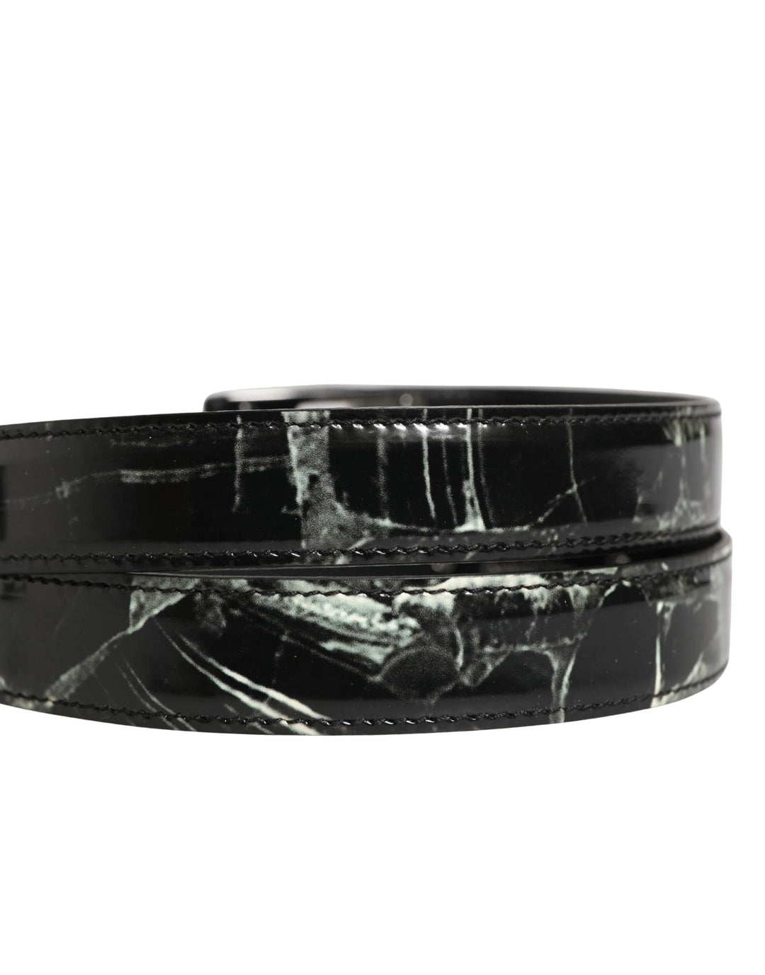 Dolce &amp; Gabbana Sample Sale Dolce &amp; Gabbana Men Black Marble Leather DG Logo Buckle Belt - | Designer outlet