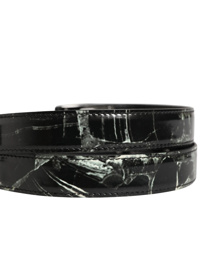 Dolce &amp; Gabbana Sample Sale Dolce &amp; Gabbana Men Black Marble Leather DG Logo Buckle Belt - | Designer outlet