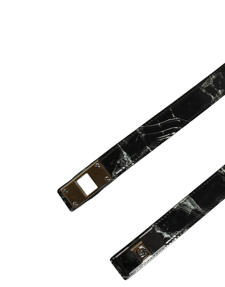 Dolce &amp; Gabbana Sample Sale Dolce &amp; Gabbana Men Black Marble Leather DG Logo Buckle Belt - | Designer outlet