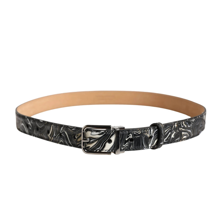 Dolce &amp; Gabbana Sample Sale Dolce &amp; Gabbana Men Black Marble Leather Metal Buckle Belt - | Designer outlet